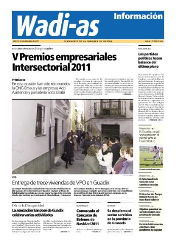 'Wadi-as información : periódico semanal de la comarca de Guadix.' - Año IX Número 505 - 2011 diciembre 09