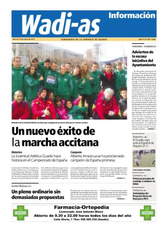 'Wadi-as información : periódico semanal de la comarca de Guadix.' - Año IX Número 518 - 2012 marzo 09