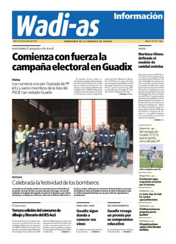 'Wadi-as información : periódico semanal de la comarca de Guadix.' - Año IX Número 519 - 2012 marzo 16