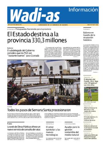 'Wadi-as información : periódico semanal de la comarca de Guadix.' - Año X Número 523 - 2012 abril 13