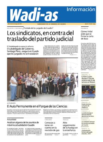 'Wadi-as información : periódico semanal de la comarca de Guadix.' - Año X Número 529 - 2012 mayo 25