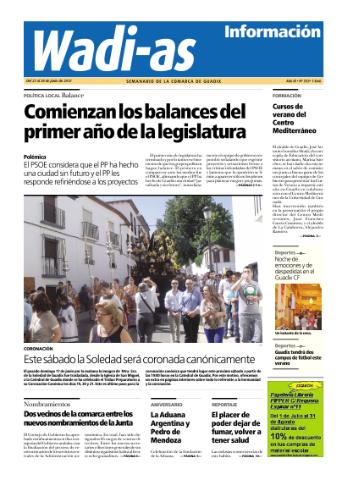 'Wadi-as información : periódico semanal de la comarca de Guadix.' - Año X Número 533 - 2012 junio 22