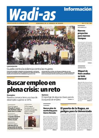 'Wadi-as información : periódico semanal de la comarca de Guadix.' - Año X Número 556 - 2012 noviembre 30
