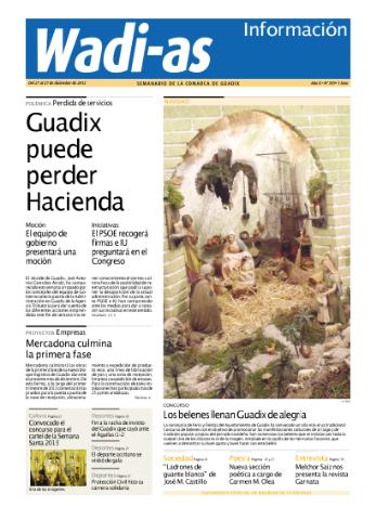 'Wadi-as información : periódico semanal de la comarca de Guadix.' - Año X Número 559 - 2012 diciembre 21