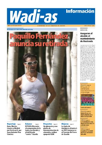 'Wadi-as información : periódico semanal de la comarca de Guadix.' - Año X Número 562 - 2013 enero 11