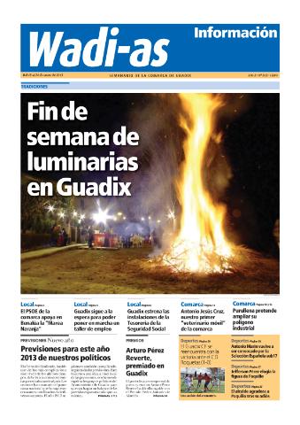 'Wadi-as información : periódico semanal de la comarca de Guadix.' - Año X Número 563 - 2013 enero 18