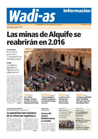 'Wadi-as información : periódico semanal de la comarca de Guadix.' - Año XI Número 585 - 2013 junio 22