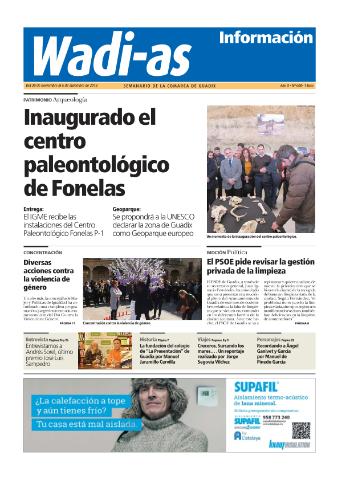 'Wadi-as información : periódico semanal de la comarca de Guadix.' - Año XI Número 608 - 2013 noviembre 30