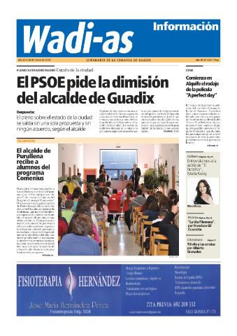 'Wadi-as información : periódico semanal de la comarca de Guadix.' - Año XI Número 624 - 2014 marzo 22