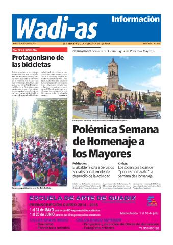 'Wadi-as información : periódico semanal de la comarca de Guadix.' - Año XII Número 631 - 2014 mayo 10