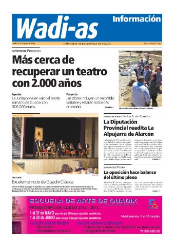 'Wadi-as información : periódico semanal de la comarca de Guadix.' - Año XII Número 635 - 2014 junio 07
