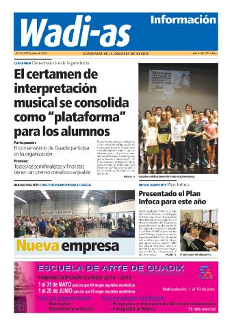 'Wadi-as información : periódico semanal de la comarca de Guadix.' - Año XII Número 637 - 2014 junio 21