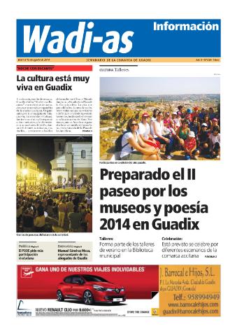 'Wadi-as información : periódico semanal de la comarca de Guadix.' - Año XII Número 644 - 2014 agosto 09