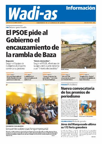 'Wadi-as información : periódico semanal de la comarca de Guadix.' - Año XII Número 654 - 2014 octubre 18