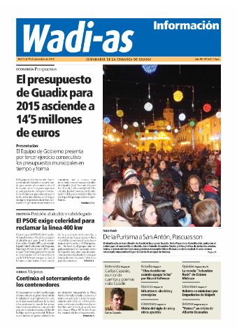 'Wadi-as información : periódico semanal de la comarca de Guadix.' - Año XII Número 662 - 2014 diciembre 13