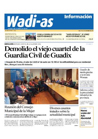 'Wadi-as información : periódico semanal de la comarca de Guadix.' - Año XII Número 672 - 2015 febrero 21