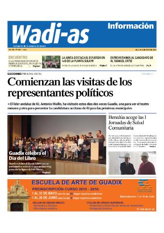 'Wadi-as información : periódico semanal de la comarca de Guadix.' - Año XIII Número 682 - 2015 mayo 02