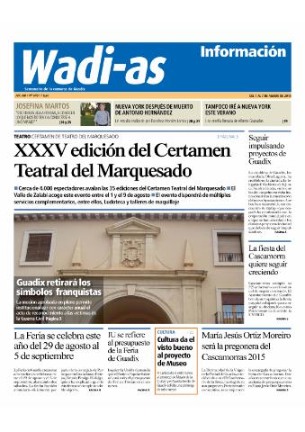'Wadi-as información : periódico semanal de la comarca de Guadix.' - Año XIII Número 695 - 2015 agosto 01