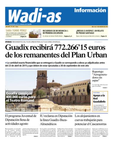 'Wadi-as información : periódico semanal de la comarca de Guadix.' - Año XIII Número 696 - 2015 agosto 11