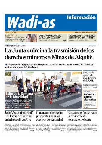 'Wadi-as información : periódico semanal de la comarca de Guadix.' - Año XIII Número 703 - 2015 septiembre 26