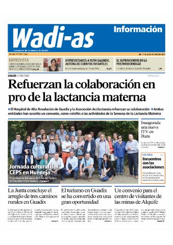 'Wadi-as información : periódico semanal de la comarca de Guadix.' - Año XIII Número 706 - 2015 octubre 17