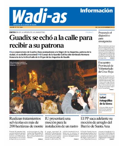 'Wadi-as información : periódico semanal de la comarca de Guadix.' - Año XIII Número 710 - 2015 noviembre 14