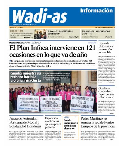 'Wadi-as información : periódico semanal de la comarca de Guadix.' - Año XIII Número 711 - 2015 noviembre 21