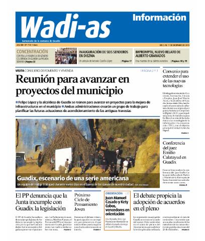 'Wadi-as información : periódico semanal de la comarca de Guadix.' - Año XIII Número 713 - 2015 diciembre 05