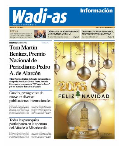 'Wadi-as información : periódico semanal de la comarca de Guadix.' - Año XIII Número 715 - 2015 diciembre 19