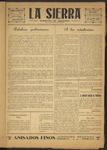 'La Sierra : Semanario de Izquierdas' - Año I Número 1 - 1931 mayo 06