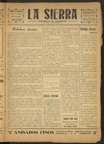 'La Sierra : Semanario de Izquierdas' - Año I Número 13 - 1931 julio 29