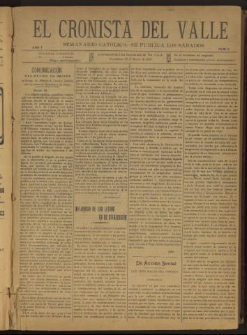 'El Cronista del Valle' - Época 1ª Año I Número 2 - 1910 marzo 12