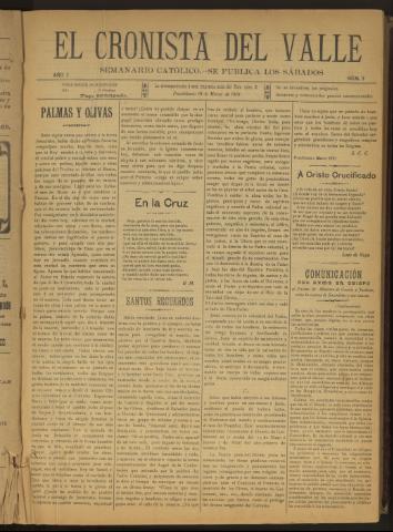 'El Cronista del Valle' - Época 1ª Año I Número 3 - 1910 marzo 19