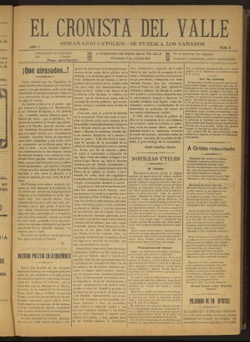 'El Cronista del Valle' - Época 1ª Año I Número 6 - 1910 abril 09