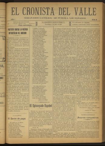 'El Cronista del Valle' - Época 1ª Año I Número 18 - 1910 julio 02