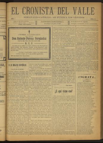 'El Cronista del Valle' - Época 1ª Año I Número 19 - 1910 julio 09