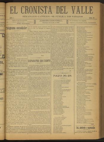 'El Cronista del Valle' - Época 1ª Año I Número 20 - 1910 julio 16