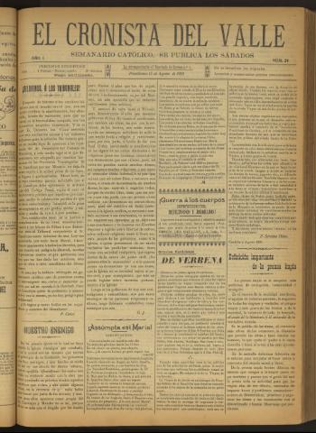 'El Cronista del Valle' - Época 1ª Año I Número 24 - 1910 agosto 13