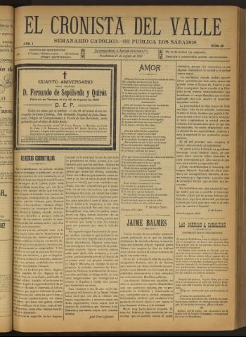 'El Cronista del Valle' - Época 1ª Año I Número 26 - 1910 agosto 27