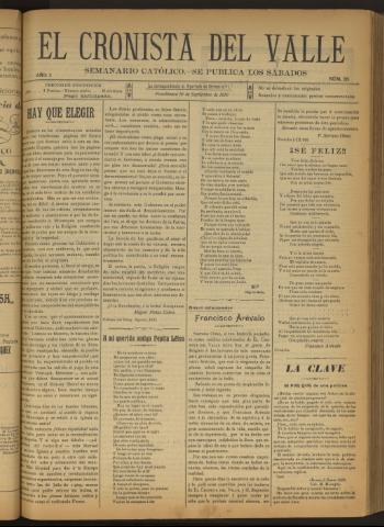 'El Cronista del Valle' - Época 1ª Año I Número 28 - 1910 septiembre 10