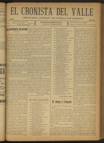 'El Cronista del Valle' - Época 1ª Año I Número 29 - 1910 septiembre 17