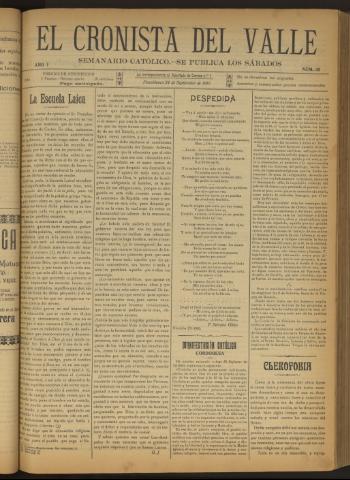 'El Cronista del Valle' - Época 1ª Año I Número 30 - 1910 septiembre 24