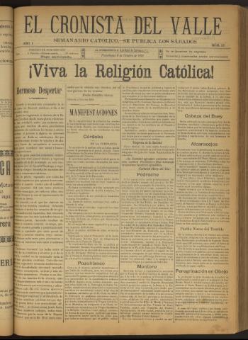 'El Cronista del Valle' - Época 1ª Año I Número 32 - 1910 octubre 08