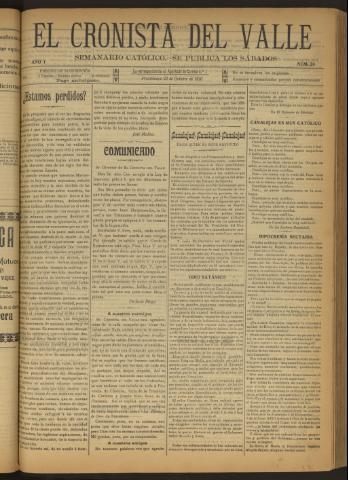 'El Cronista del Valle' - Época 1ª Año I Número 34 - 1910 octubre 22