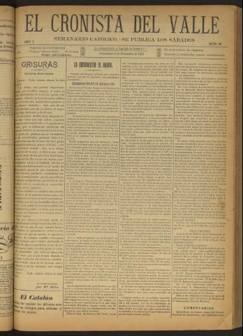 'El Cronista del Valle' - Época 1ª Año I Número 36 - 1910 noviembre 05