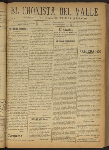 'El Cronista del Valle' - Época 1ª Año I Número 37 - 1910 noviembre 12