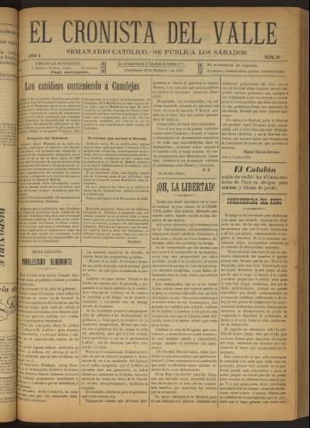 'El Cronista del Valle' - Época 1ª Año I Número 38 - 1910 noviembre 19