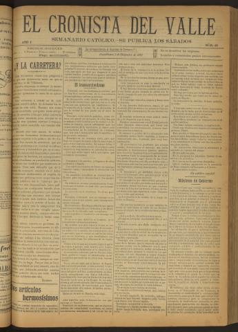 'El Cronista del Valle' - Época 1ª Año I Número 40 - 1910 diciembre 03