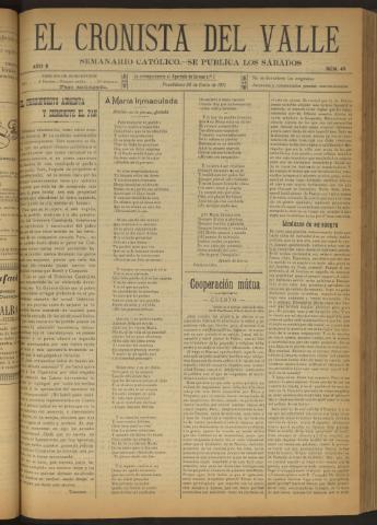 'El Cronista del Valle' - Época 1ª Año II Número 48 - 1911 enero 28