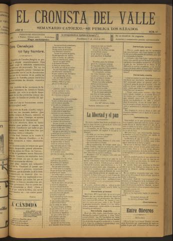 'El Cronista del Valle' - Época 1ª Año II Número 57 - 1911 abril 01